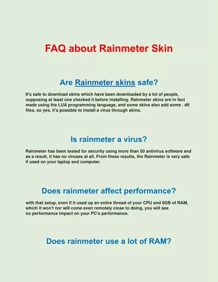 faq about rainmeter skin