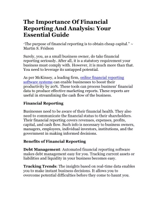 The Importance Of Financial Reporting And Analysis: Your Essential Guide