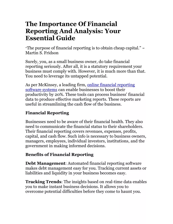 the importance of financial reporting