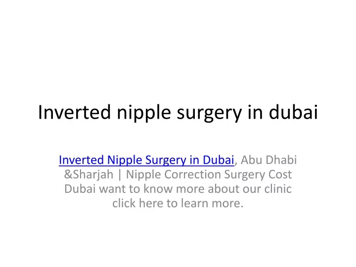 inverted nipple surgery in dubai