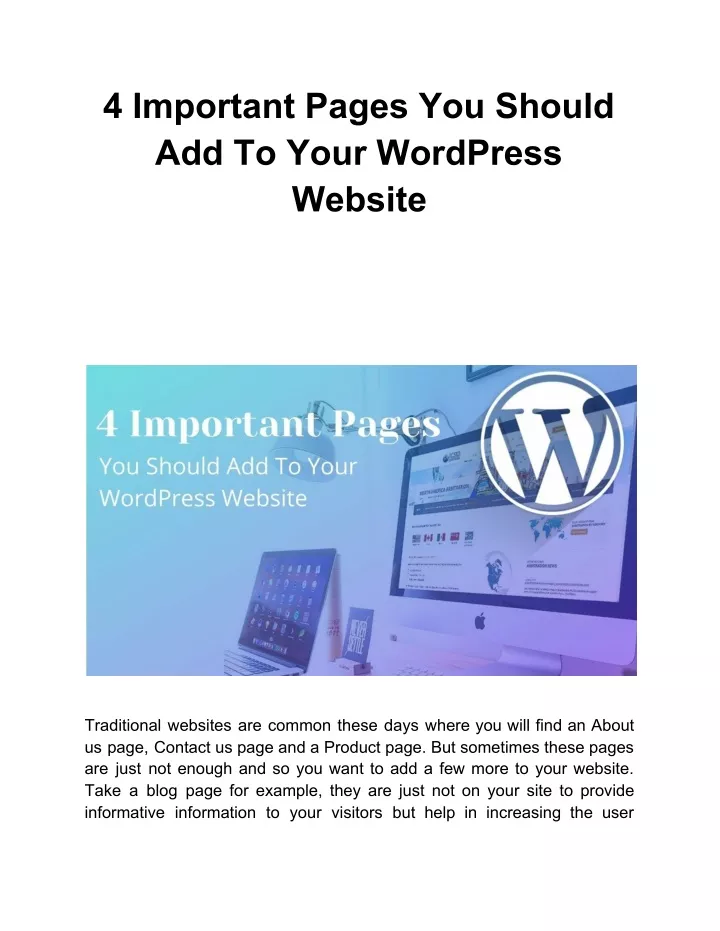 4 important pages you should add to your
