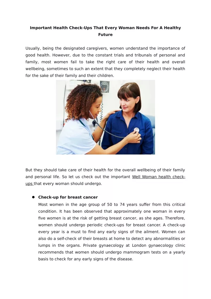 PPT Important Health Check Ups That Every Woman Needs For A Healthy 