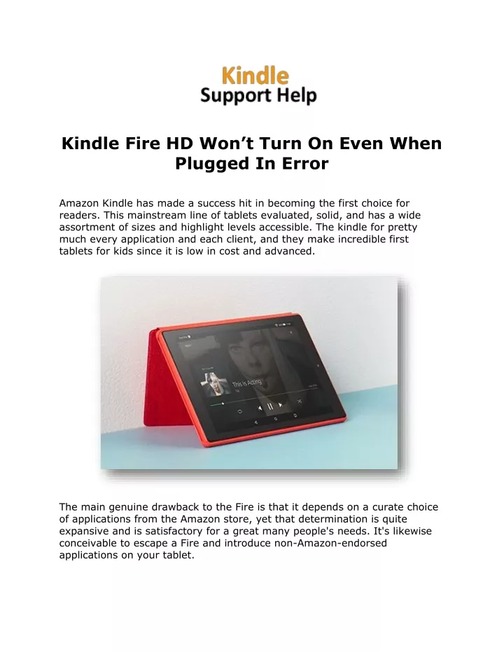 kindle fire hd won t turn on even when plugged