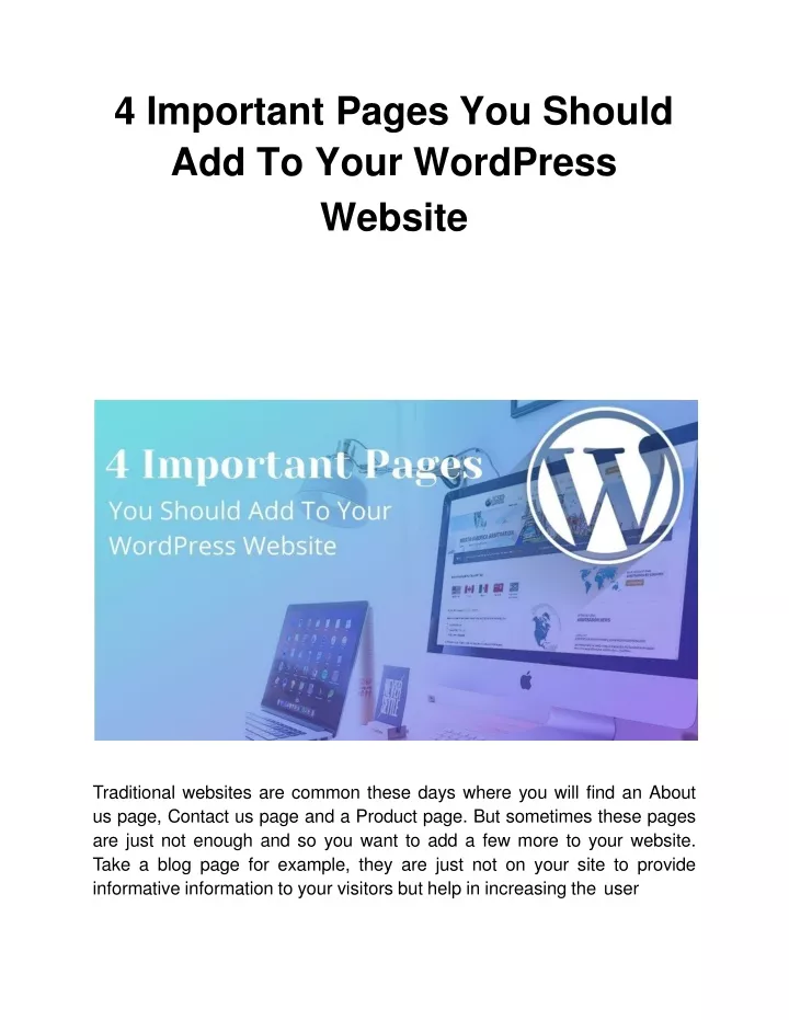 4 important pages you should add to your wordpress website