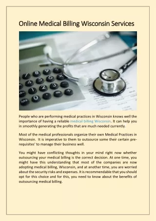 Online Medical Billing Wisconsin Services