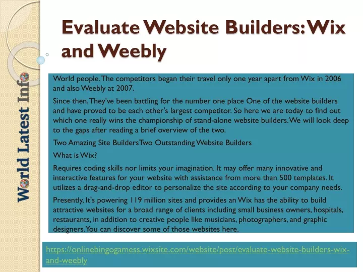 evaluate website builders wix and weebly