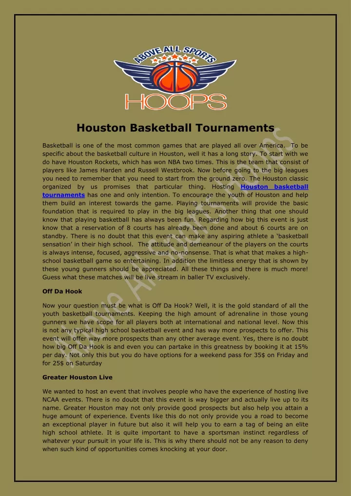 houston basketball tournaments