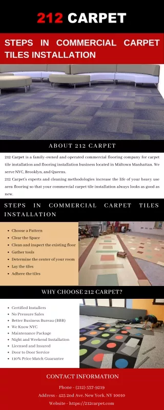 steps in commercial carpet tiles installation
