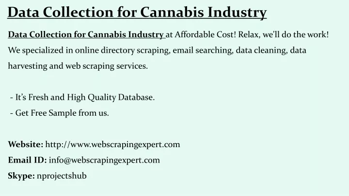 data collection for cannabis industry