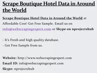 scrape boutique hotel data in around the world