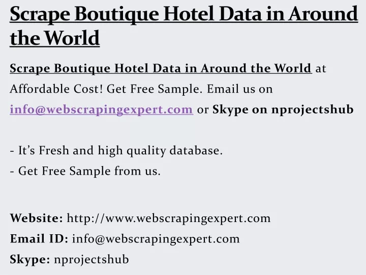 scrape boutique hotel data in around the world