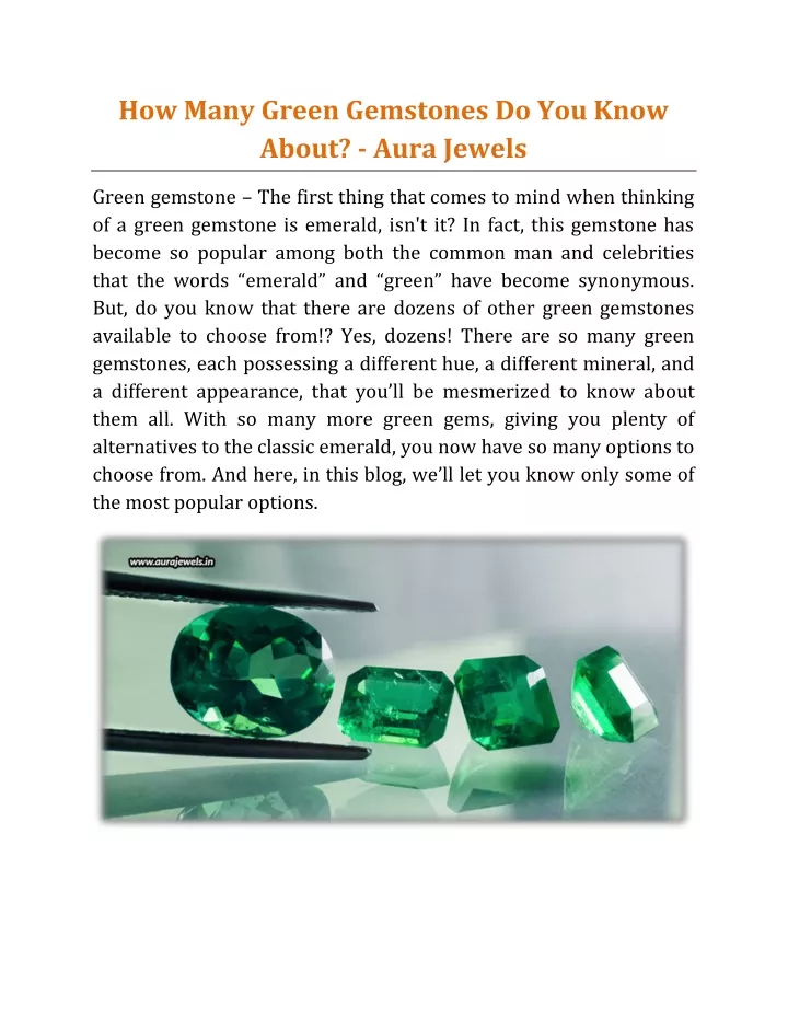 how many green gemstones do you know about aura