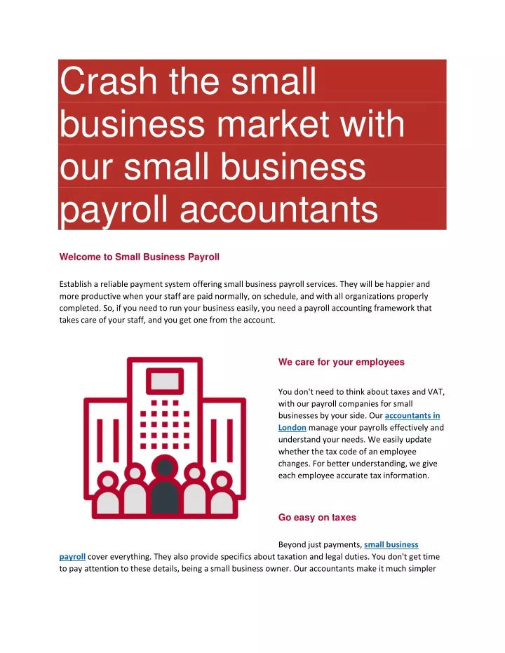 crash the small business market with our small