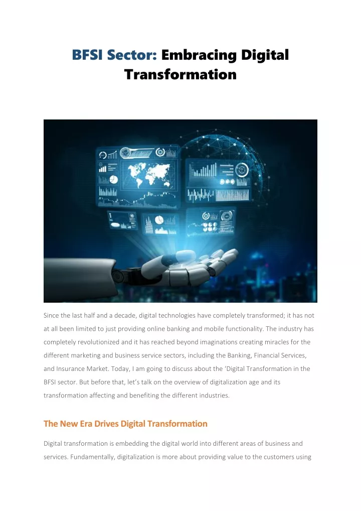bfsi sector embracing digital transformation