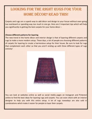 looking for the right rugs for your home