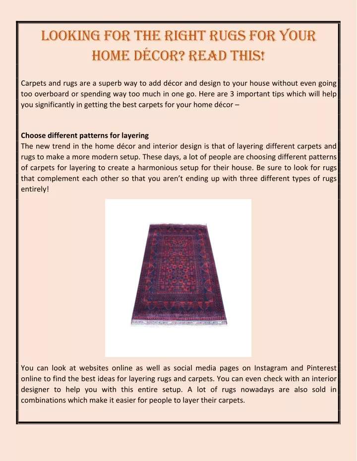 looking for the right rugs for your home