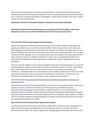 palm oil palm oil derivatives market by type