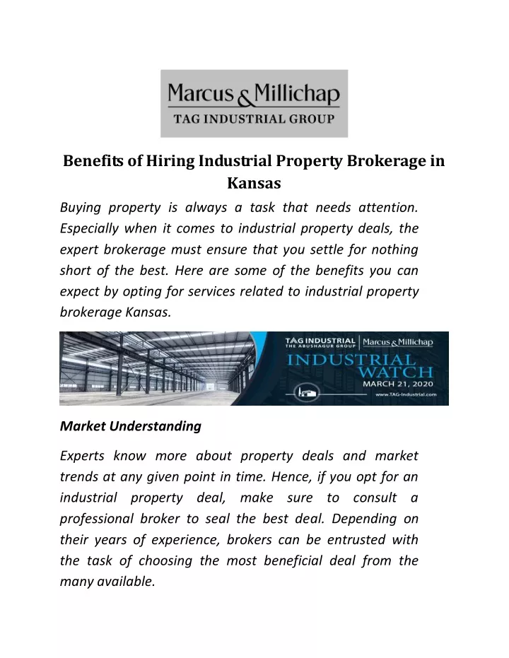 benefits of hiring industrial property brokerage