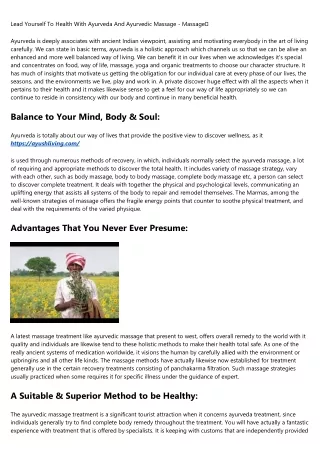 lead yourself to health with ayurveda