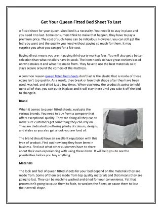 get your queen fitted bed sheet to last