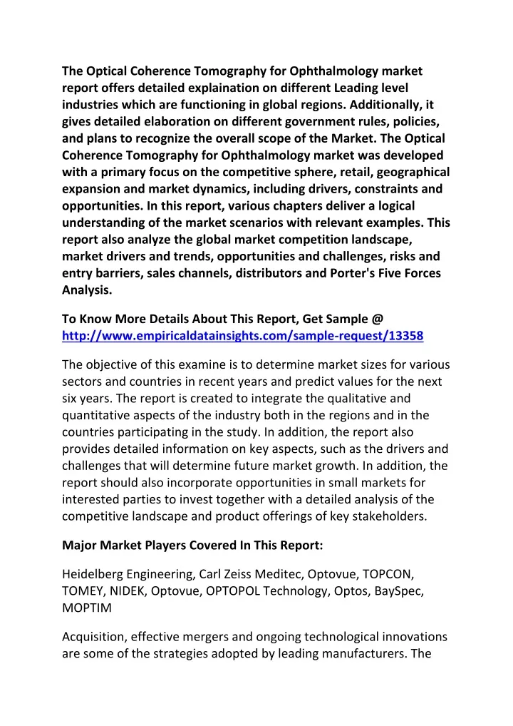 the optical coherence tomography