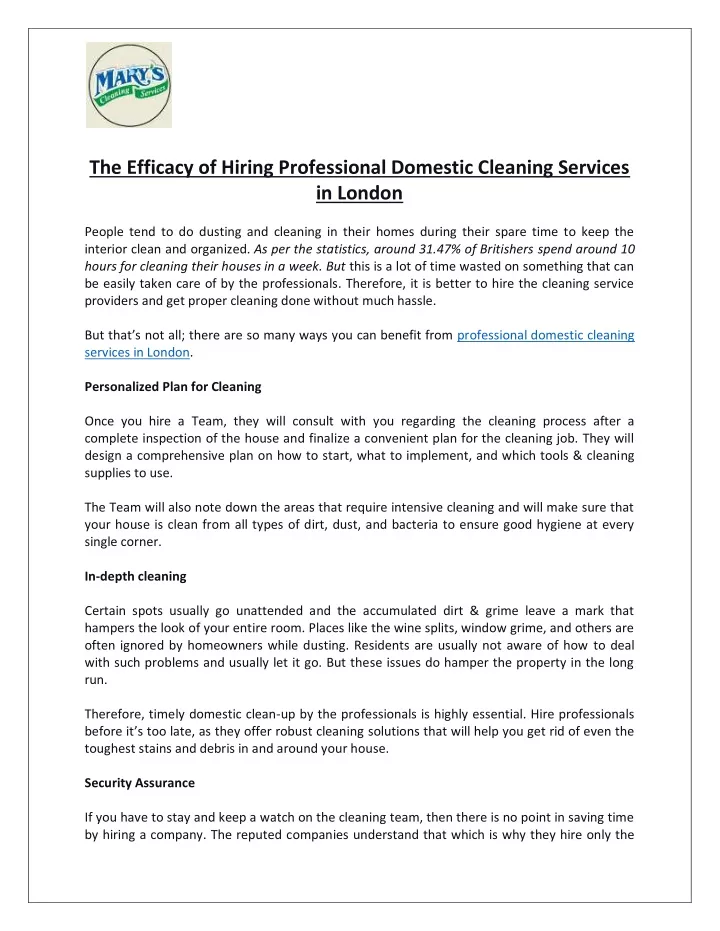 the efficacy of hiring professional domestic