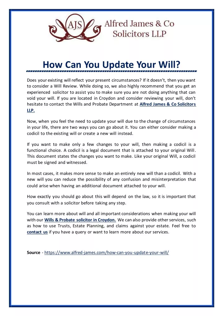 how can you update your will