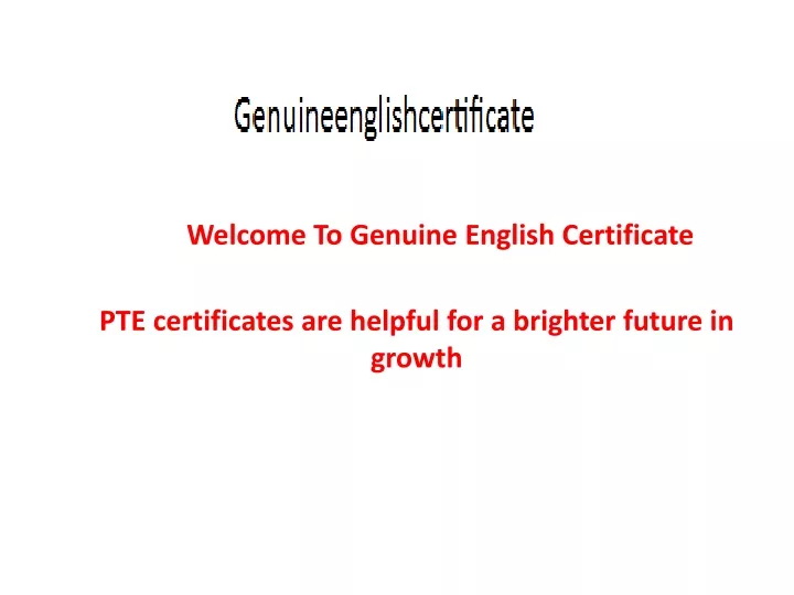 welcome to genuine english certificate