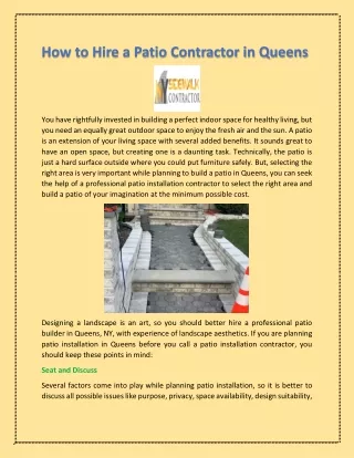 How to Hire a Patio Contractor in Queens