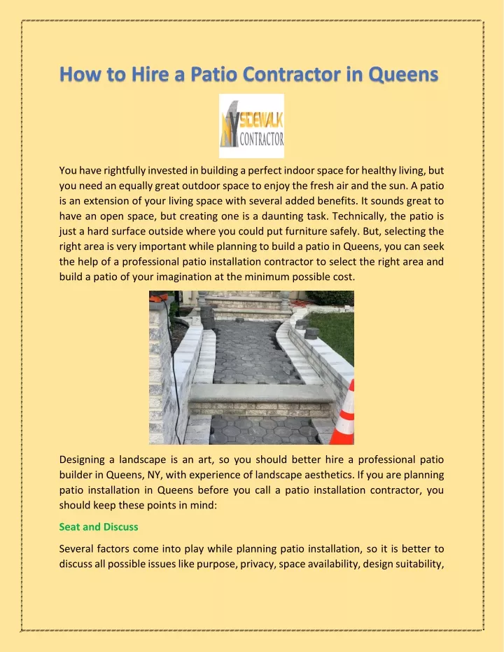 how to hire a patio contractor in queens