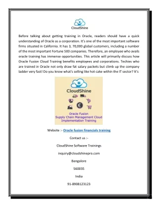 before talking about getting training in oracle