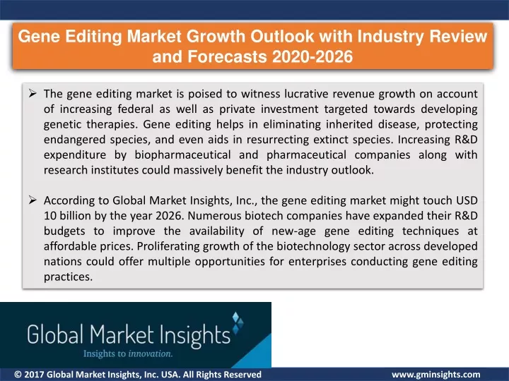 gene editing market growth outlook with industry