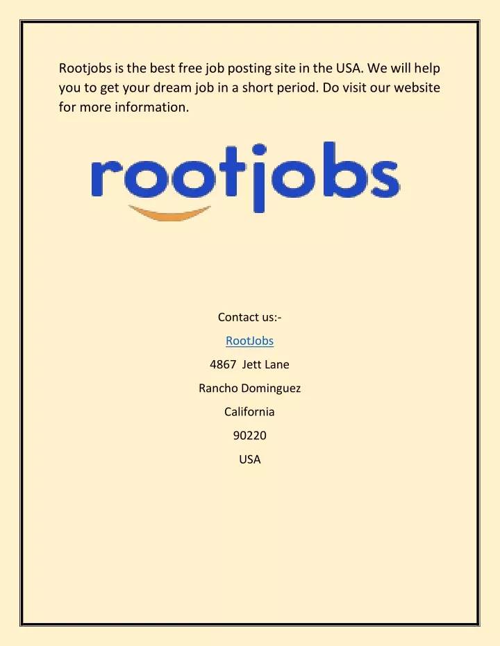 rootjobs is the best free job posting site