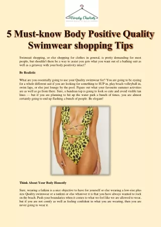 5 Must-know Body Positive Quality Swimwear shopping Tips