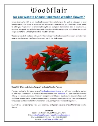 Do You Want to Choose Handmade Wooden Flowers?