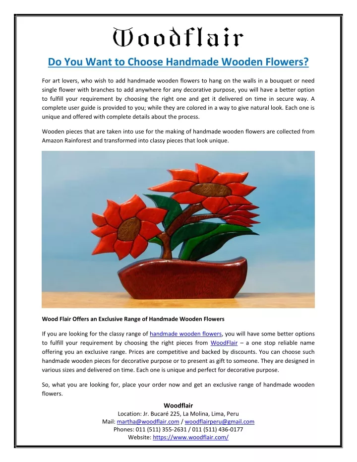 do you want to choose handmade wooden flowers