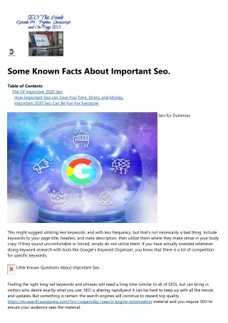 some known facts about important seo
