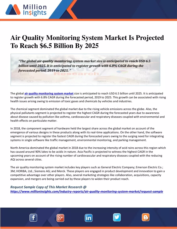 air quality monitoring system market is projected