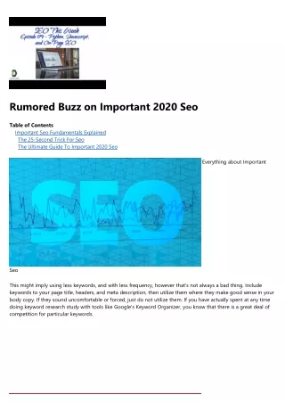 rumored buzz on important 2020 seo