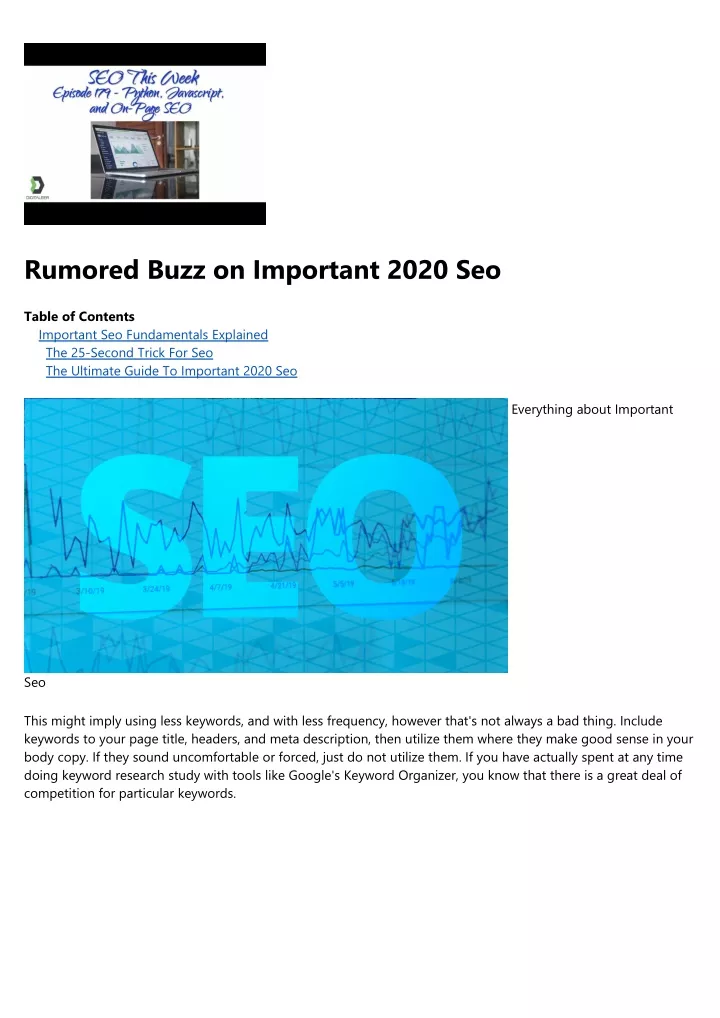 rumored buzz on important 2020 seo