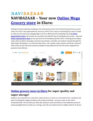 NAVIBAZAAR – Your new Online Mega Grocery store in Eluru: