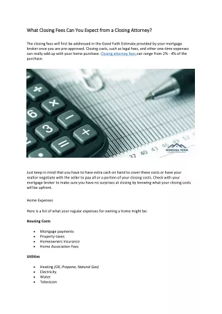 what closing fees can you expect from a closing