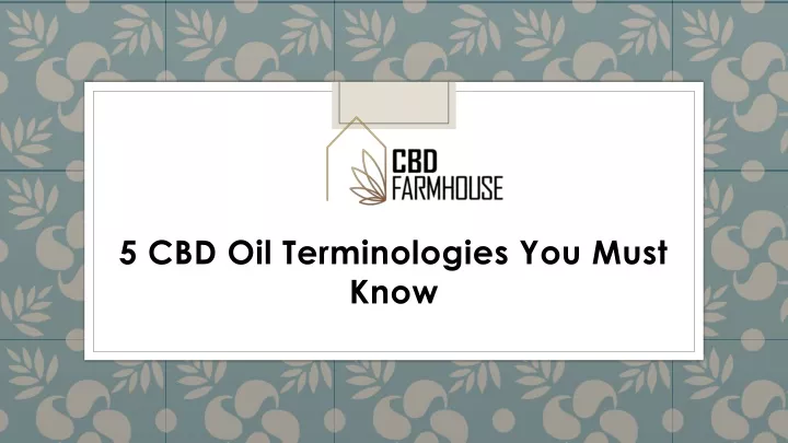 5 cbd oil terminologies you must know