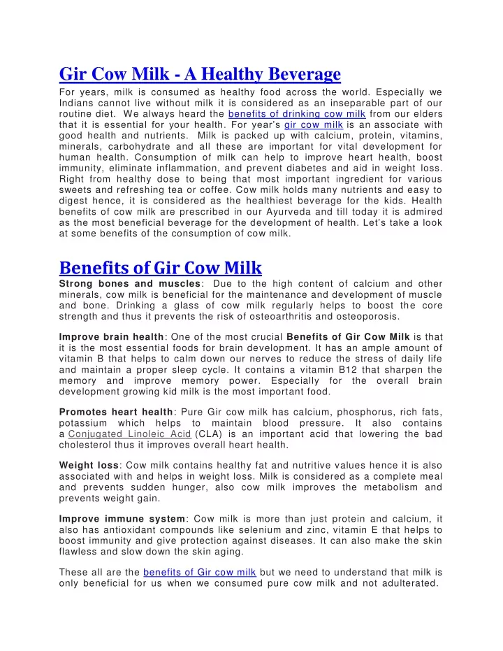 gir cow milk a healthy beverage for years milk
