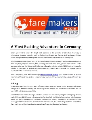 Visit Germany With PIA Faremakers