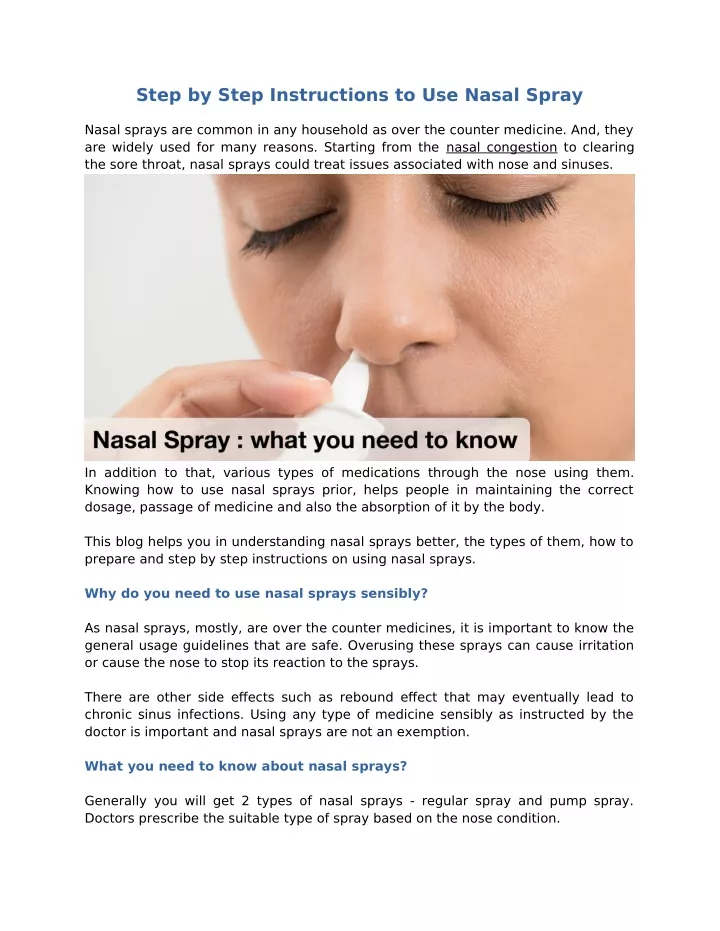 step by step instructions to use nasal spray