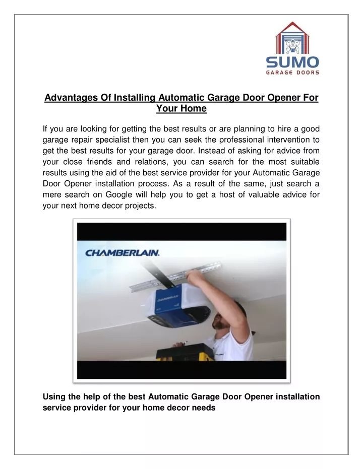 advantages of installing automatic garage door