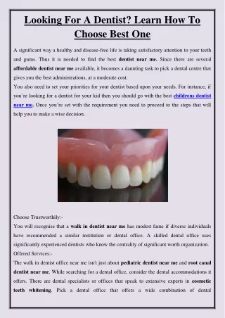looking for a dentist learn how to choose best one