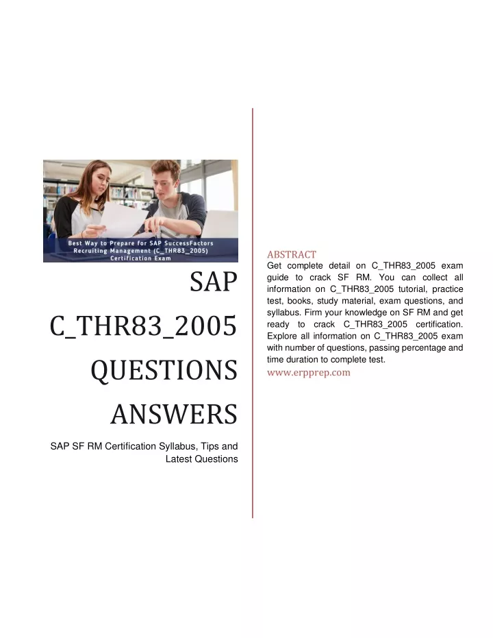 abstract get complete detail on c thr83 2005 exam