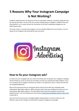 5 Reasons Why Your Instagram Campaign Is Not Working?
